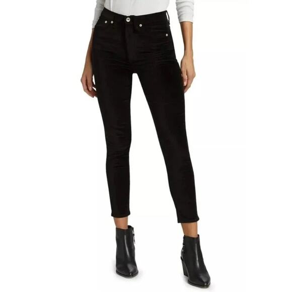 rag & bone Women's 24 Nina Black Velvet Skinny Jean - Picture 1 of 13